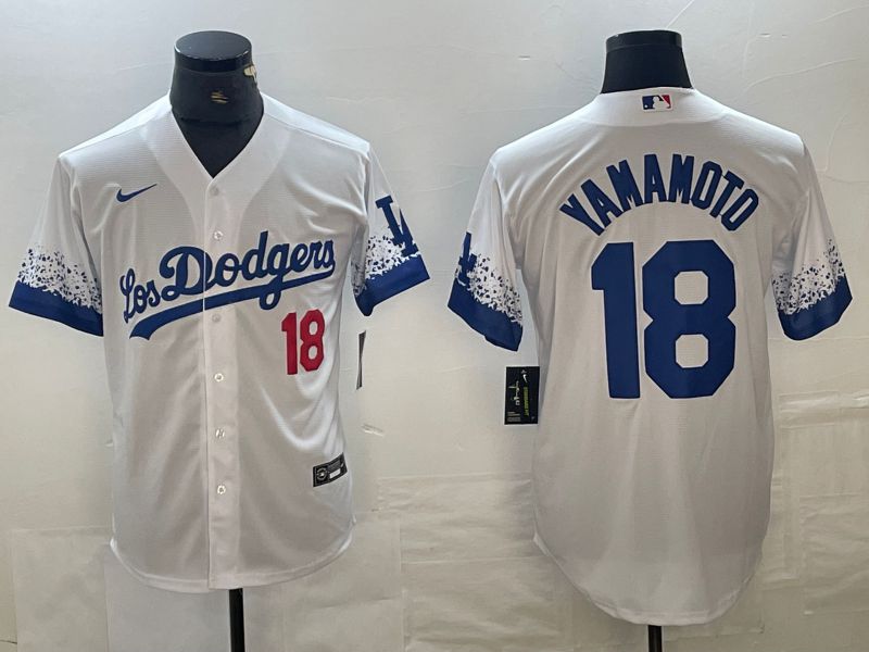 Men 2025 Los Angeles Dodgers #18 Yamamoto White City edition Nike MLB Jersey style 6237->los angeles dodgers->MLB Jersey